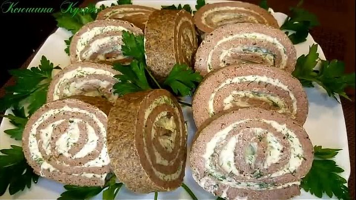 Печёночные рулетики с начинкой