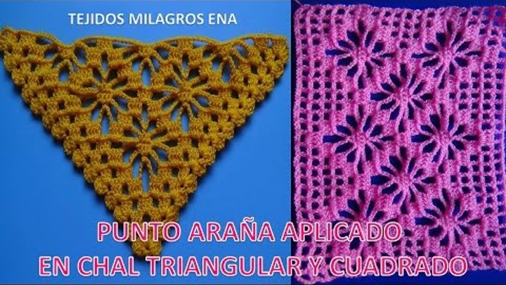 Chal Triangular Tejido A Ganchillo Y Cuadrado Tejido A Crochet