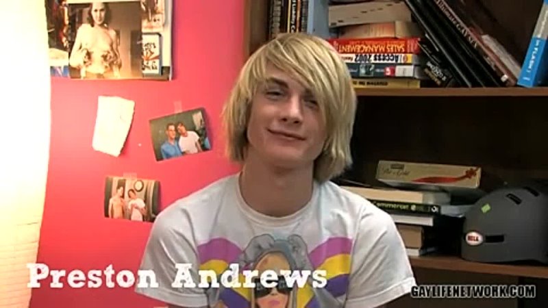 Chatty twink gives an interview. Preston