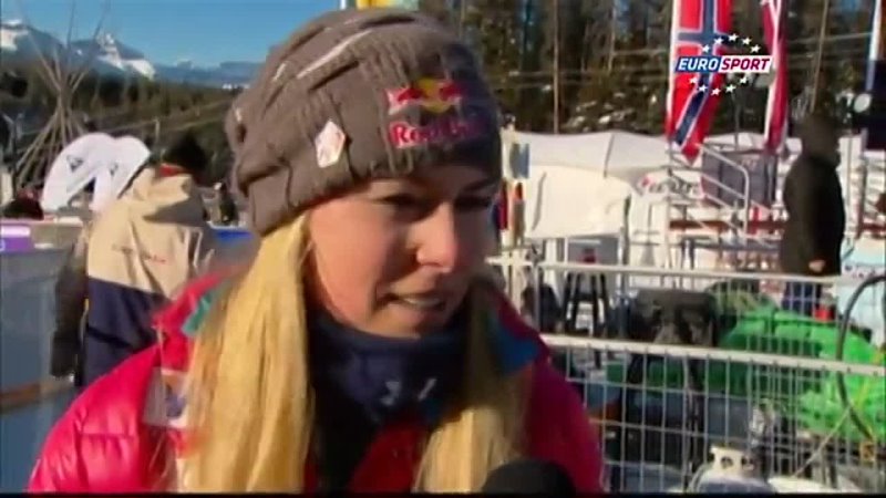 Lindsey Vonn after her first post injury world cup downhill training in Lake