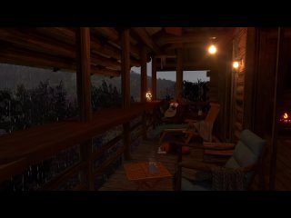 🎧 Cozy Cabin Porch Balcony Ambience - Rain  Forest 10 hours Relax,Study,Sleep (720p)