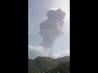Ash cloud from the La Soufriere volcano in St. Vincent today