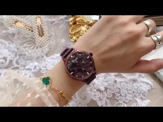 Женские наручные часы из нержавеющей стали с магнитной пряжкой кварцевые вращением под платье 2019