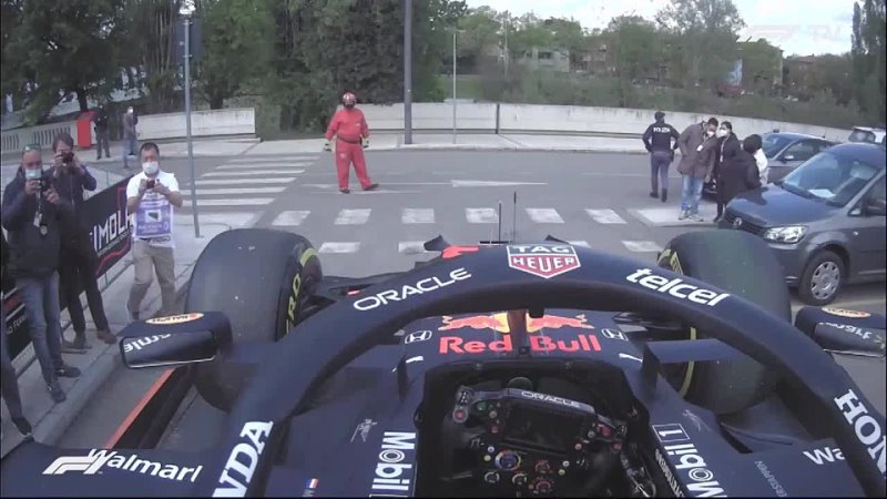 Verstappens car on a road