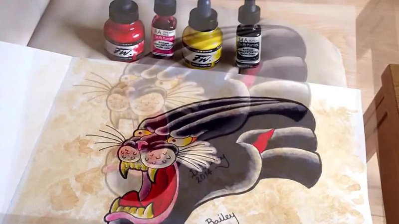 Traditional panther tattoo flash speed