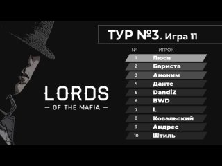 Lords of Mafia. Тур 3. Игра 11.