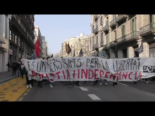 Barcelone - Grève des étudiants en soutien à Pablo Hasel