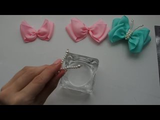 Бантик бабочка с серединкой из бусин МК🦋Bow butterfly of ribbon DIY Tutorial🦋PAP Laço Borboleta