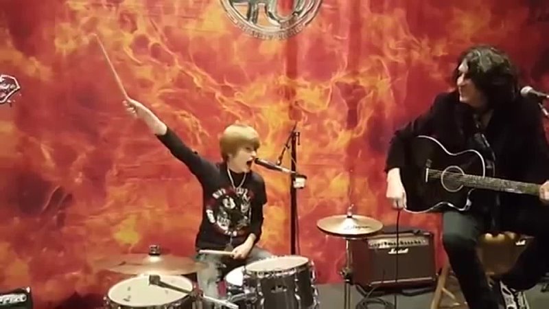 12 year old drummer Logan Robot Gladden plays with KISS Nothing to