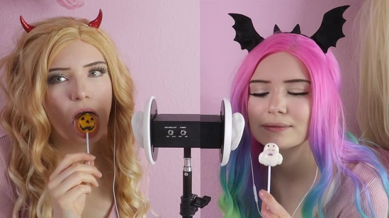 ASMR Halloween Twin Lollipop licking