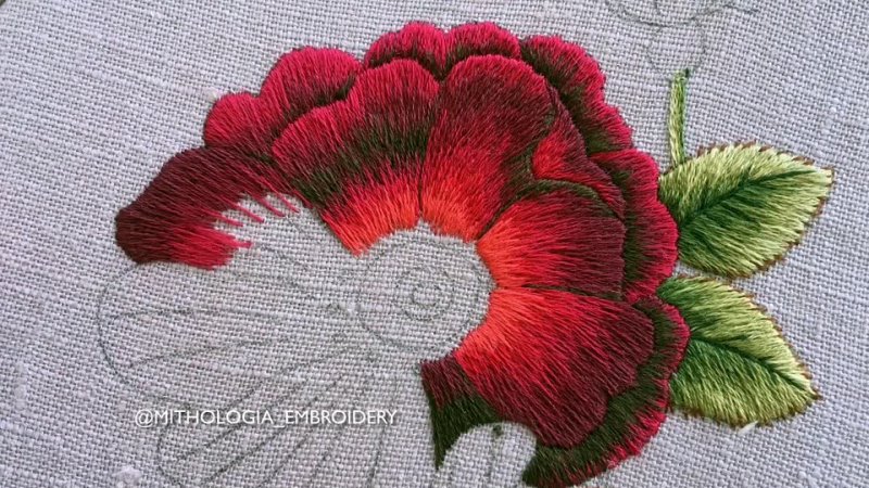 Вышивка лепестка розы / Embroidering a rose petal