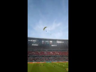 Неизвестный парашютист прилетел на поле в матче Франция - Германия [Рифмы и Панчи]