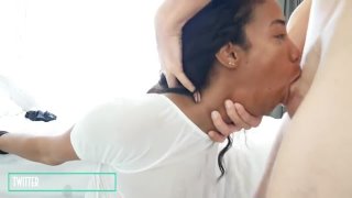 Ebony goddess disrespectfully forced to blow this dick