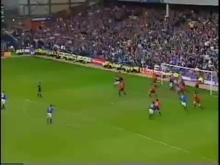 Peter Schmeichel with a wonder save vs Everton, 1997.