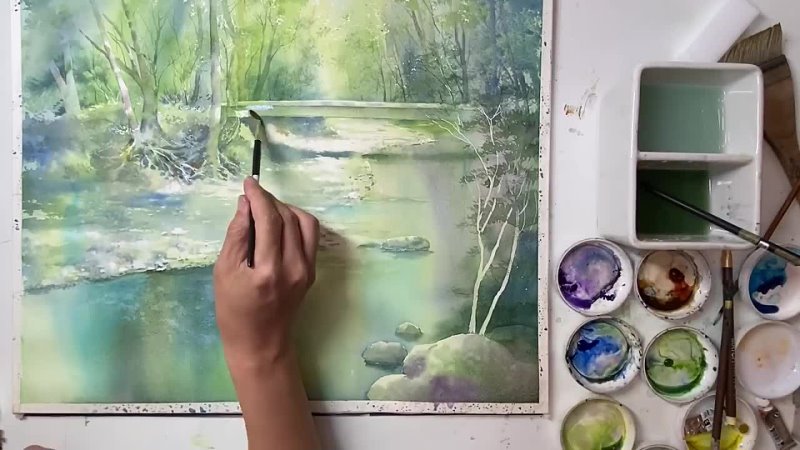 Watercolor Kanta Harusaki  Yoko Harusaki. Акварельные солнечные лучи