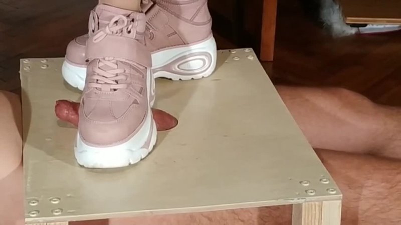 Domina cock stomping slave in pink boots pt2