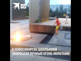 В Новосибирске школьники забросали Вечный огонь монетами