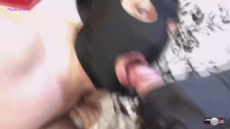 Slave sucks his dominant masked girlfriend and eats her cum