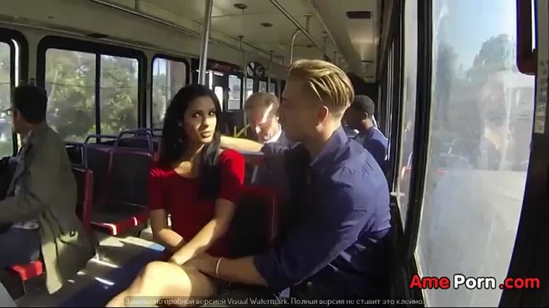 Hot couple public fuck on a bus