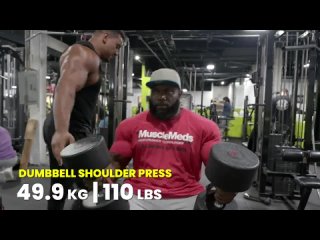 [Larry Wheels] 400 LB DUMBBELL SHOULDER PRESS WITH THE BROOKLYN BEAST AKIM WILLIAMS!