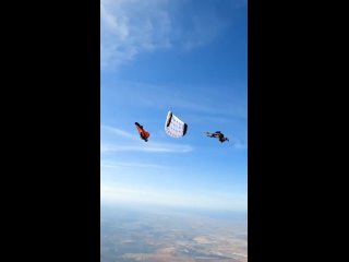 Карв в винге рядом с куполом (Wingsuit vs Parachute Head Down Freefall)