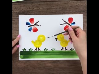 Легкая техника рисования красками для малышей🤗