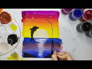 Как нарисовать закат на море гуашью. Рисуем гуашью для начинающих