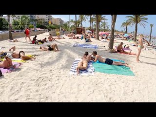[Sunny Beach Walks 4K] Palma Mallorca Balearic Islands - Beach Walk 4K
