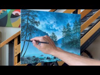 Misty River STEP by STEP Acrylic Painting
