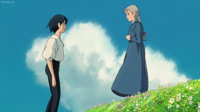 Howls Moving Castle Flower field Scene (2004 by Hayao