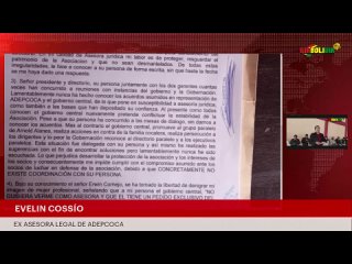 Evelin Cossío asesora Legal de ADEPCOCA renuncia a su cargo
