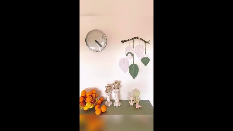 DIY room decoration. Макраме перья   листья