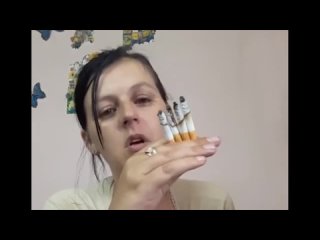 Chain smoking entire pack of cigarettes - gold clips.mp4