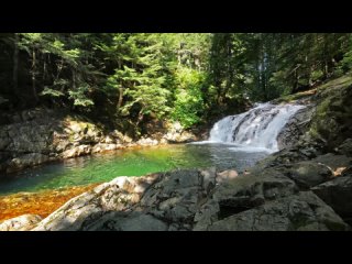 3 hours 4K Waterfall relaxation video - Denny Creek falls - Water Sounds