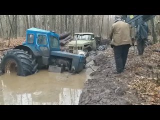 Эвакуация т-40 с брода без  бортовой.