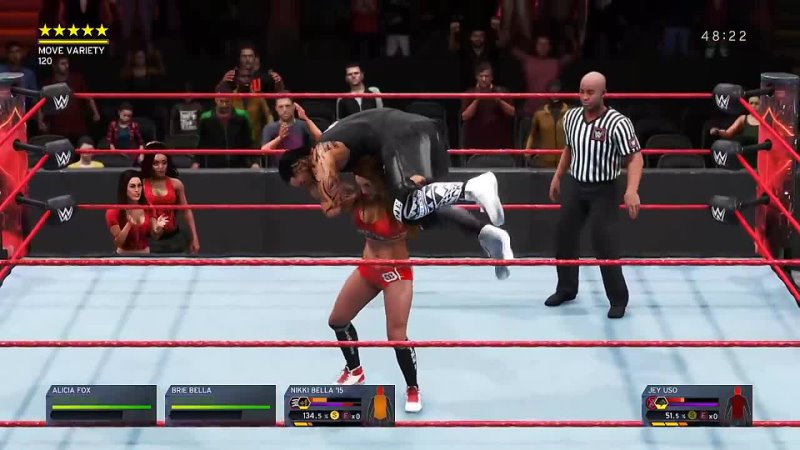 WWE 2K20 Nikki Bella vs Jey Uso, intergender boy vs girl wrestling