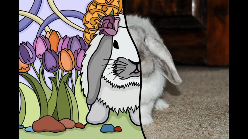 Кролик Есенин в мультяшном стиле toon