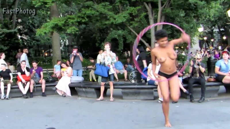 Topless Hula Hooping in Black Lace