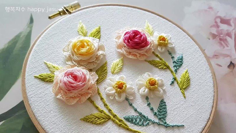 [프랑스자수] 여름장미자수 Summer Rose Embroidery