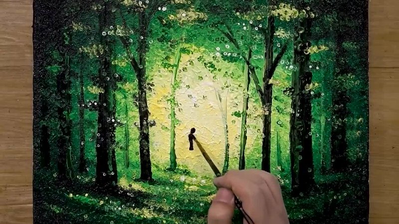 How to Paint a Forest   Easy Acrylic Painting Technique #488