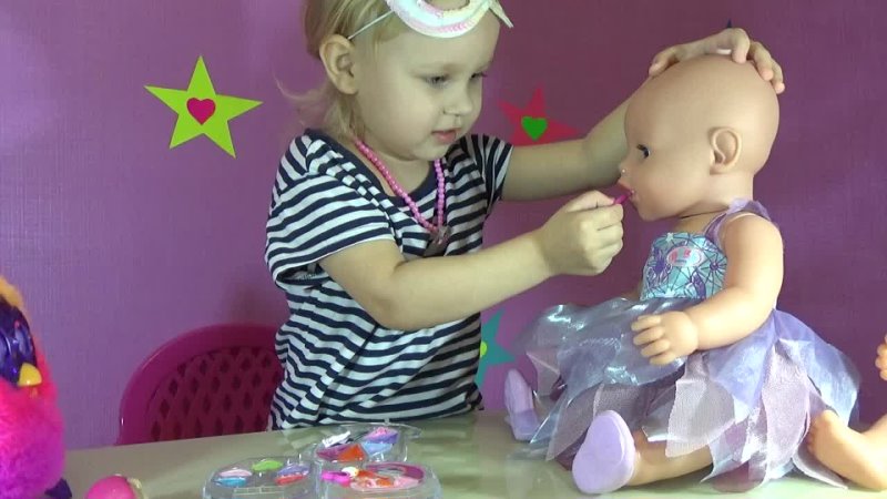 Барби косметика играем с Бэби Борн Машемс Маша и Медведь Barbie cosmetics play with Baby Born