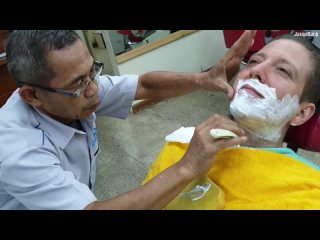 INDONESIAN Straight Razor Shave  Haircut $7 at PAX Wijaya Barbershop in Blok M of South JAKARTA