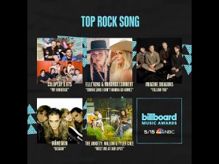 BBMAs Top Rock Song Finalists - - ️ @coldplay X @BTS_twt My Universe - ️ @ElleKingMusic @