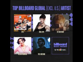 BBMAs Top Billboard Global Excl. U.S. Artist Finalists - - ️ @BTS_twt - ️ @DUALIPA - ️ @