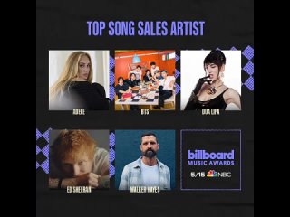 BBMAs Top Song Sales Artist Finalists - - ️ @Adele - ️ @BTS_twt - ️ @DUALIPA - ️ @