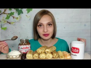 [Darya Noudin] МУКБАНГ БЛИНЫ С НУТЕЛЛОЙ / НОВАЯ Я! Изменилась ради парня... / Mukbang pancakes