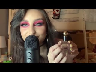 ASMR   Perfume Tapping  Lid Sounds,  Textured Scratching,  Slight Mic Scratching + ( rambly )