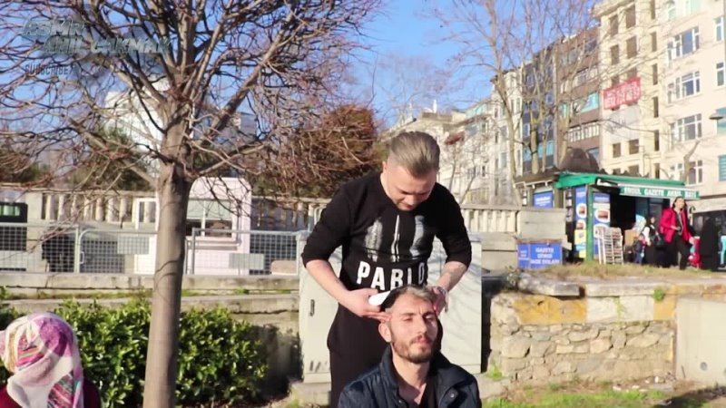 ASMR BARBER MASSAGE ASK PEOPLE ON THE STREET TO MASSAGE THEM MASSAGE IN