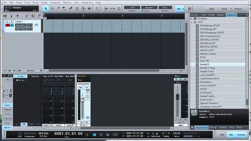 06. Создание и конфигурация аудио и MIDI треков Presonus Studio One Pro