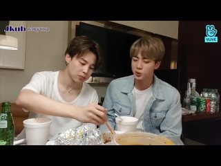 [ОЗВУЧКА] Трансляция Джина и Чимина BTS Live _ EAT Jin (with Jimin) .